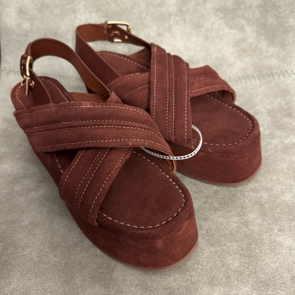 NWT Free People Beach Party Suede Slingback Platform Sandals Sz 9 - Picture 15 of 16